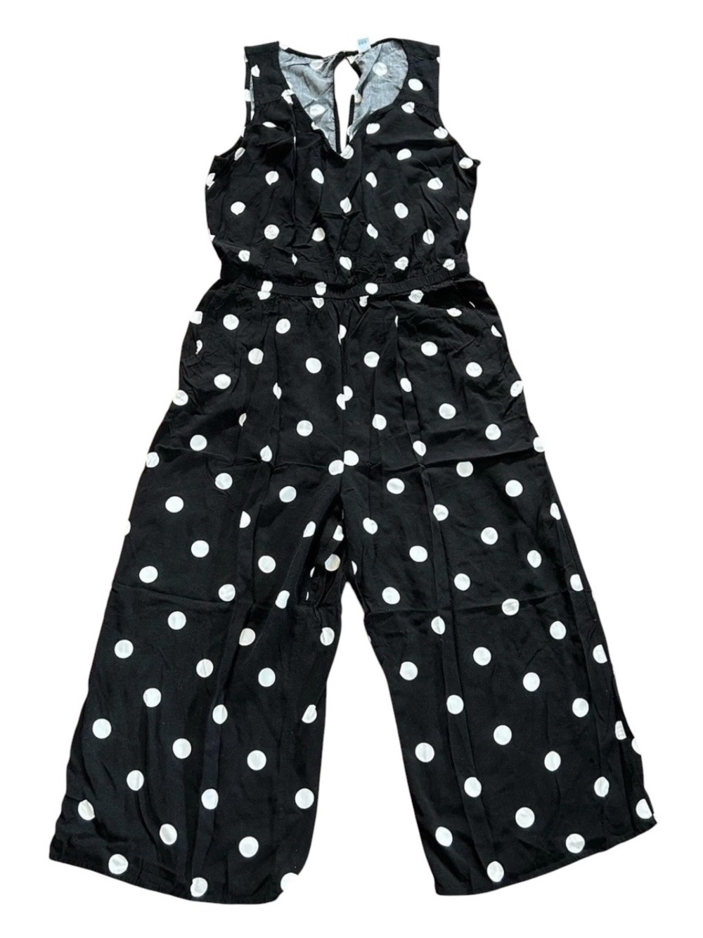 Zara Black & White Polka Dot Cropped Jumpsuit